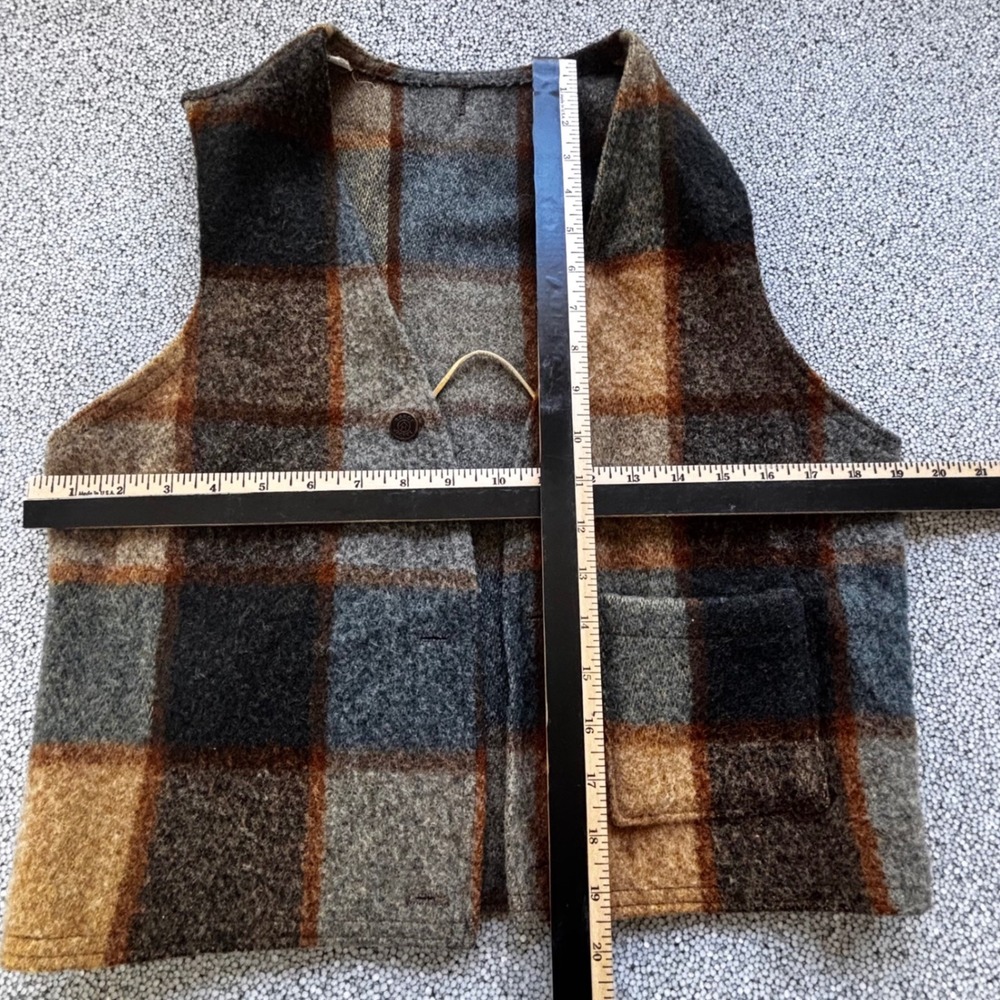 Range Jacket Vest Mens L Multicolor Plaid Wool Blend Rugged Americana - Picture 6 of 12